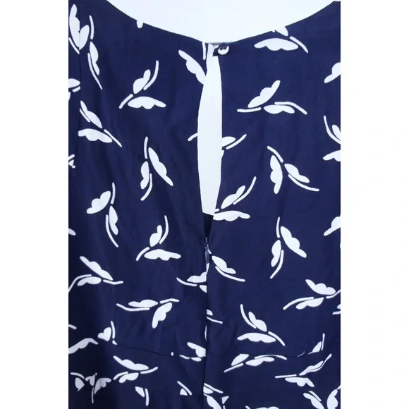 Maeve Anthropologie Fern Ruched Navy Print Dress - Picture 9 of 10